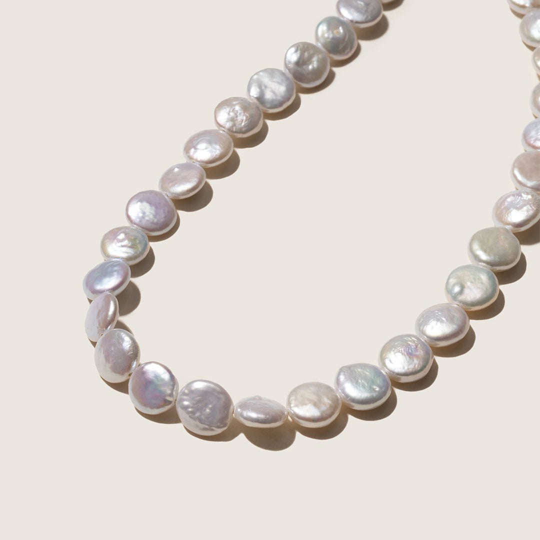 Freshwater Baroque Pearl 925 Silver Toggle Clasp Button Shape Strand Necklace - HELAS Jewelry