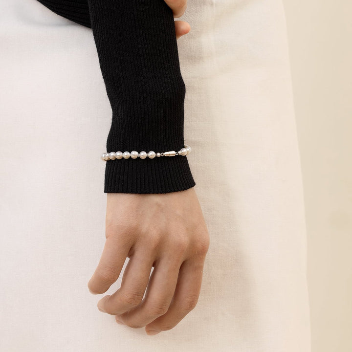 Freshwater Pearl 925 Silver Magnetic Clasp Snap Strand Bracelet - HELAS Jewelry