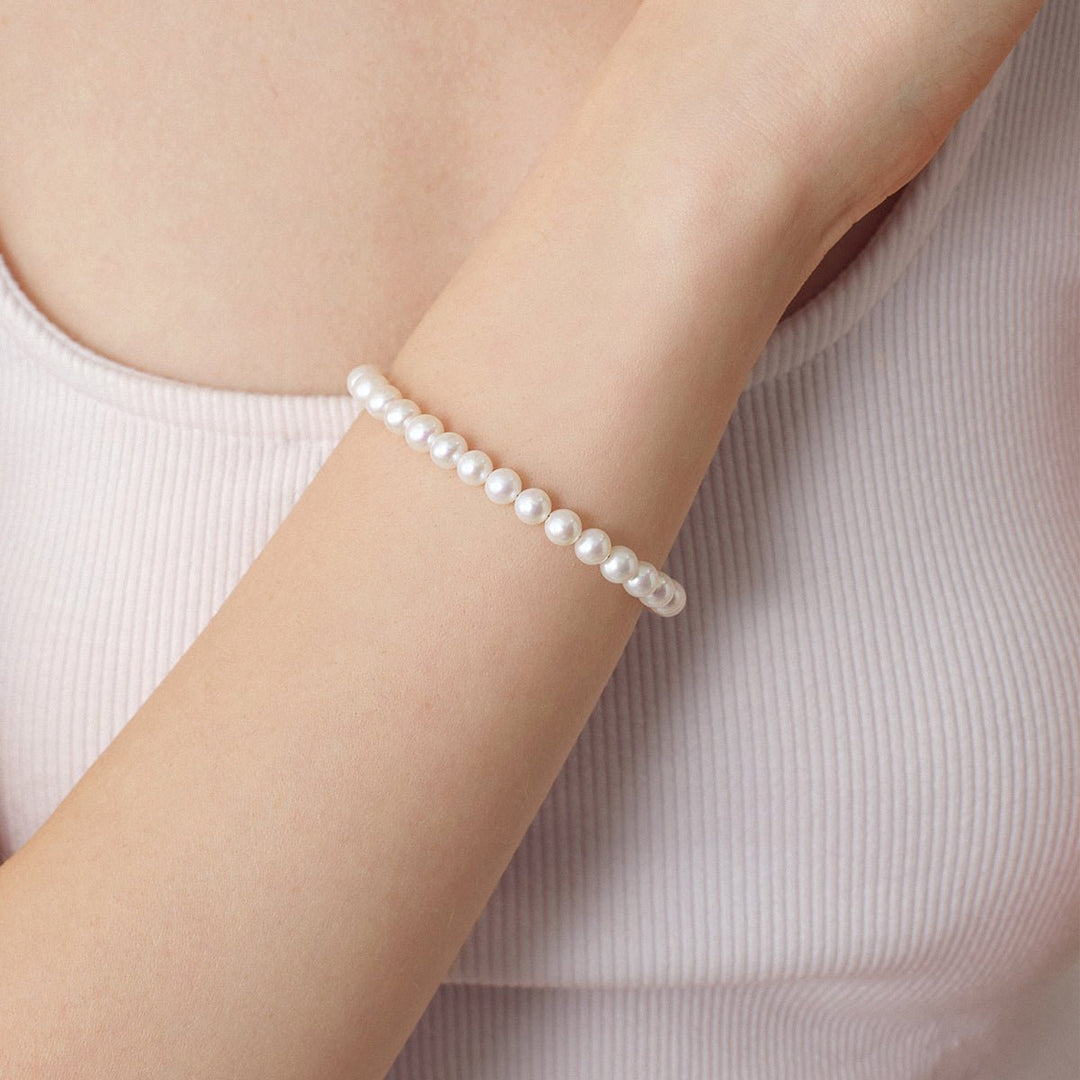 Freshwater Pearl 925 Silver Magnetic Clasp Snap Strand Bracelet - HELAS Jewelry