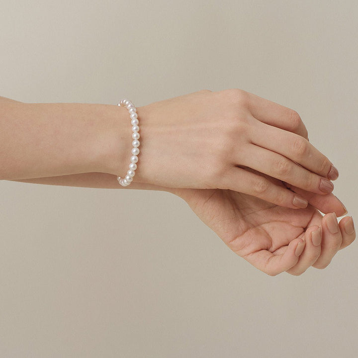 Freshwater Pearl 925 Silver Magnetic Clasp Snap Strand Bracelet - HELAS Jewelry