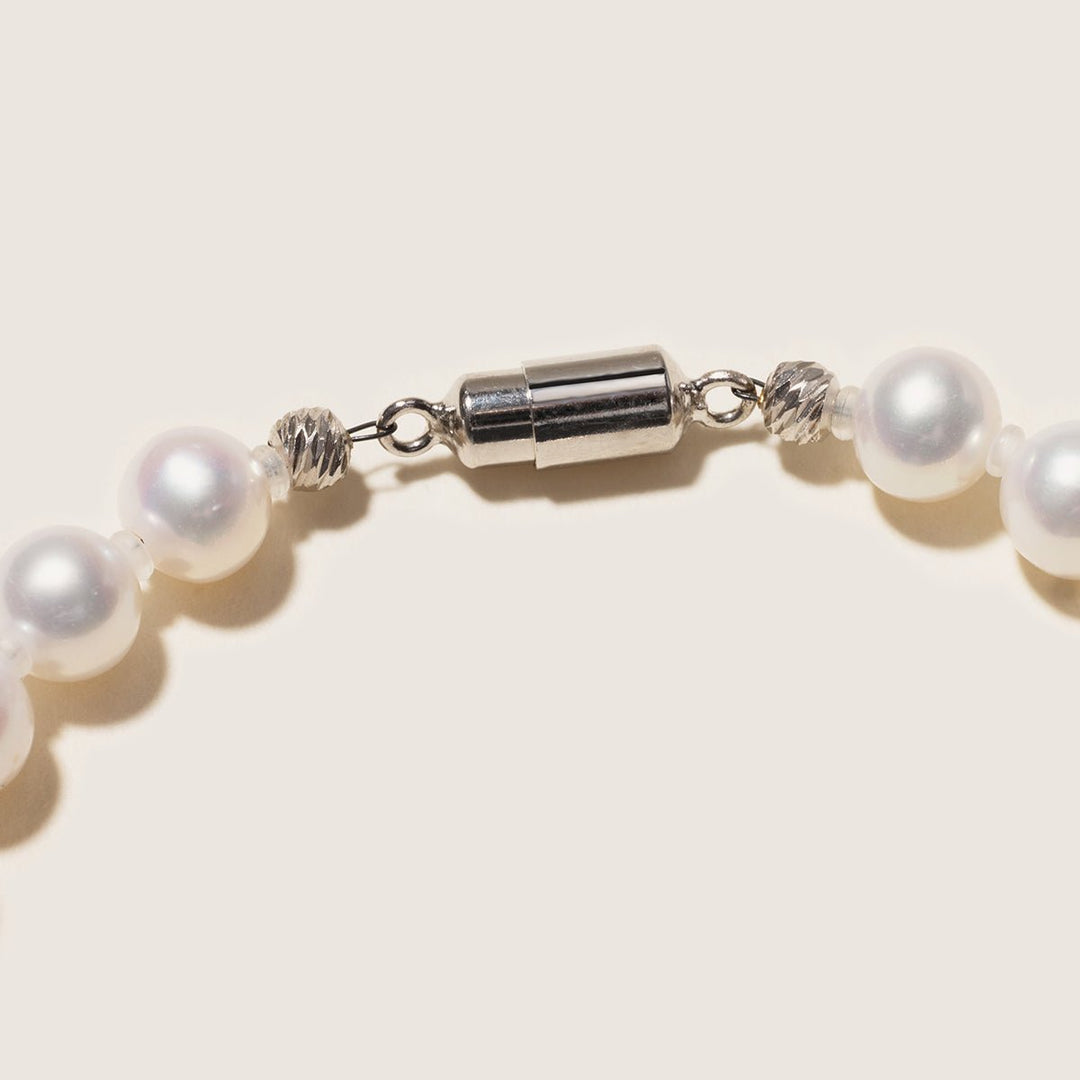 Freshwater Pearl 925 Silver Magnetic Clasp Snap Strand Bracelet - HELAS Jewelry