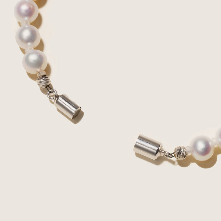 Freshwater Pearl 925 Silver Magnetic Clasp Snap Strand Bracelet - HELAS Jewelry