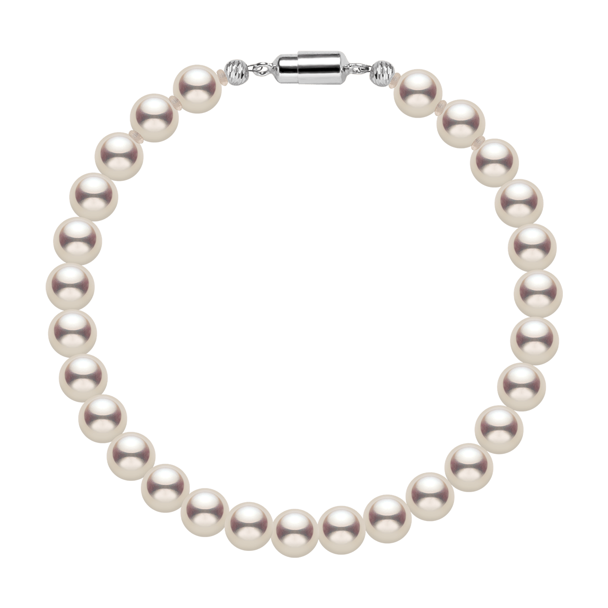 Freshwater Pearl 925 Silver Magnetic Clasp Snap Strand Bracelet - HELAS Jewelry
