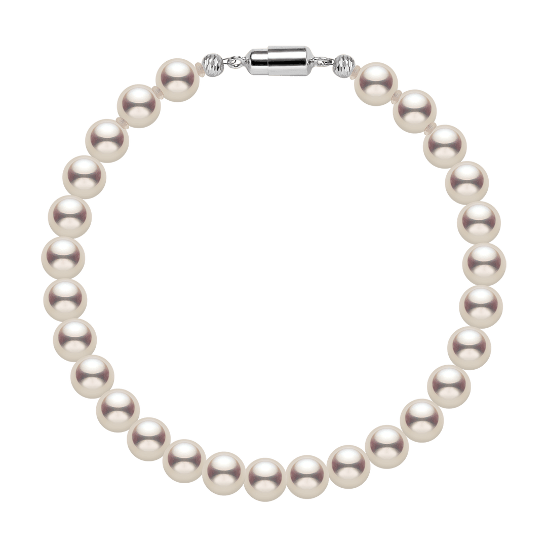 Freshwater Pearl 925 Silver Magnetic Clasp Snap Strand Bracelet - HELAS Jewelry