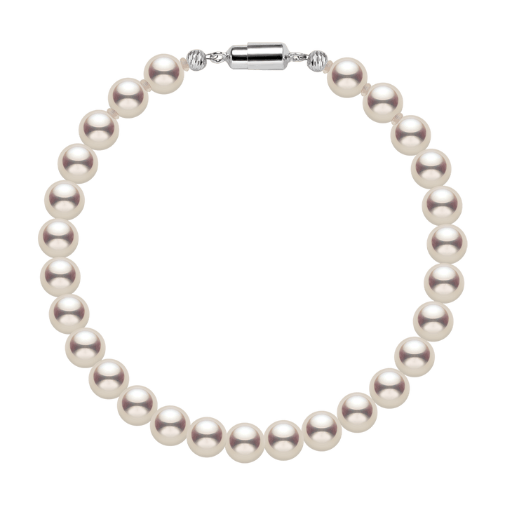 Freshwater Pearl 925 Silver Magnetic Clasp Snap Strand Bracelet - HELAS Jewelry