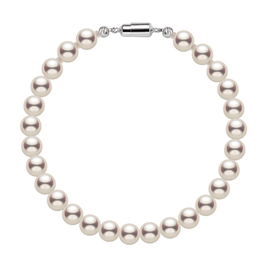 Freshwater Pearl 925 Silver Magnetic Clasp Snap Strand Bracelet - HELAS Jewelry