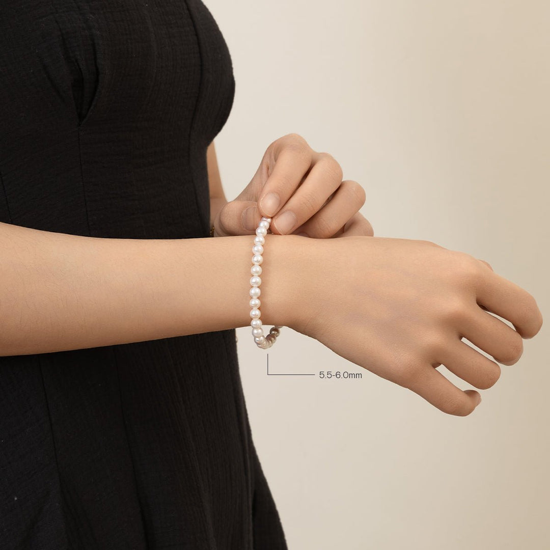 Freshwater Pearl 925 Silver Magnetic Clasp Snap Strand Bracelet - HELAS Jewelry
