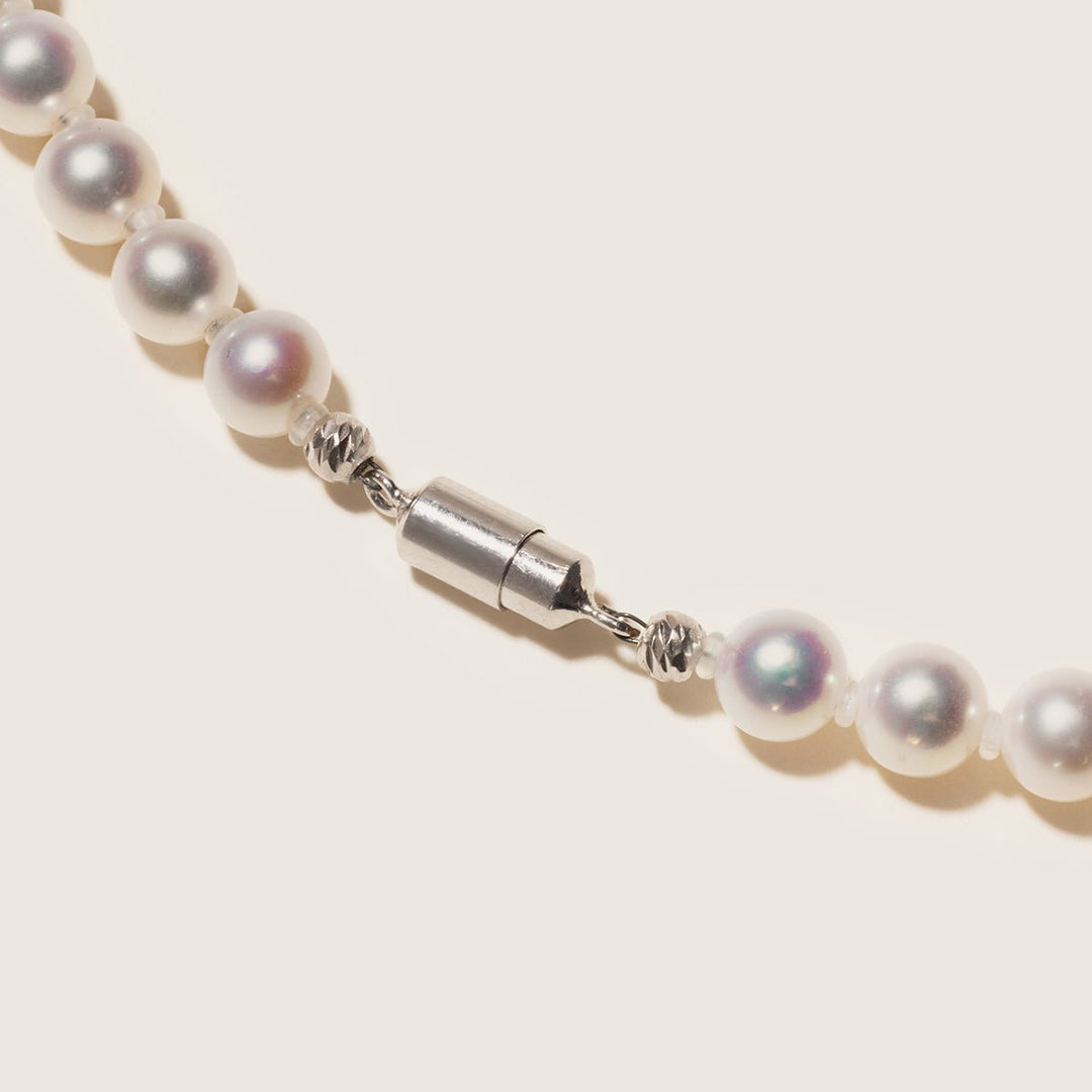 Freshwater Pearl 925 Silver Magnetic Clasp Snap Strand Necklace - HELAS Jewelry