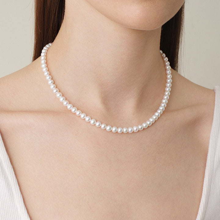 Freshwater Pearl 925 Silver Magnetic Clasp Snap Strand Necklace - HELAS Jewelry