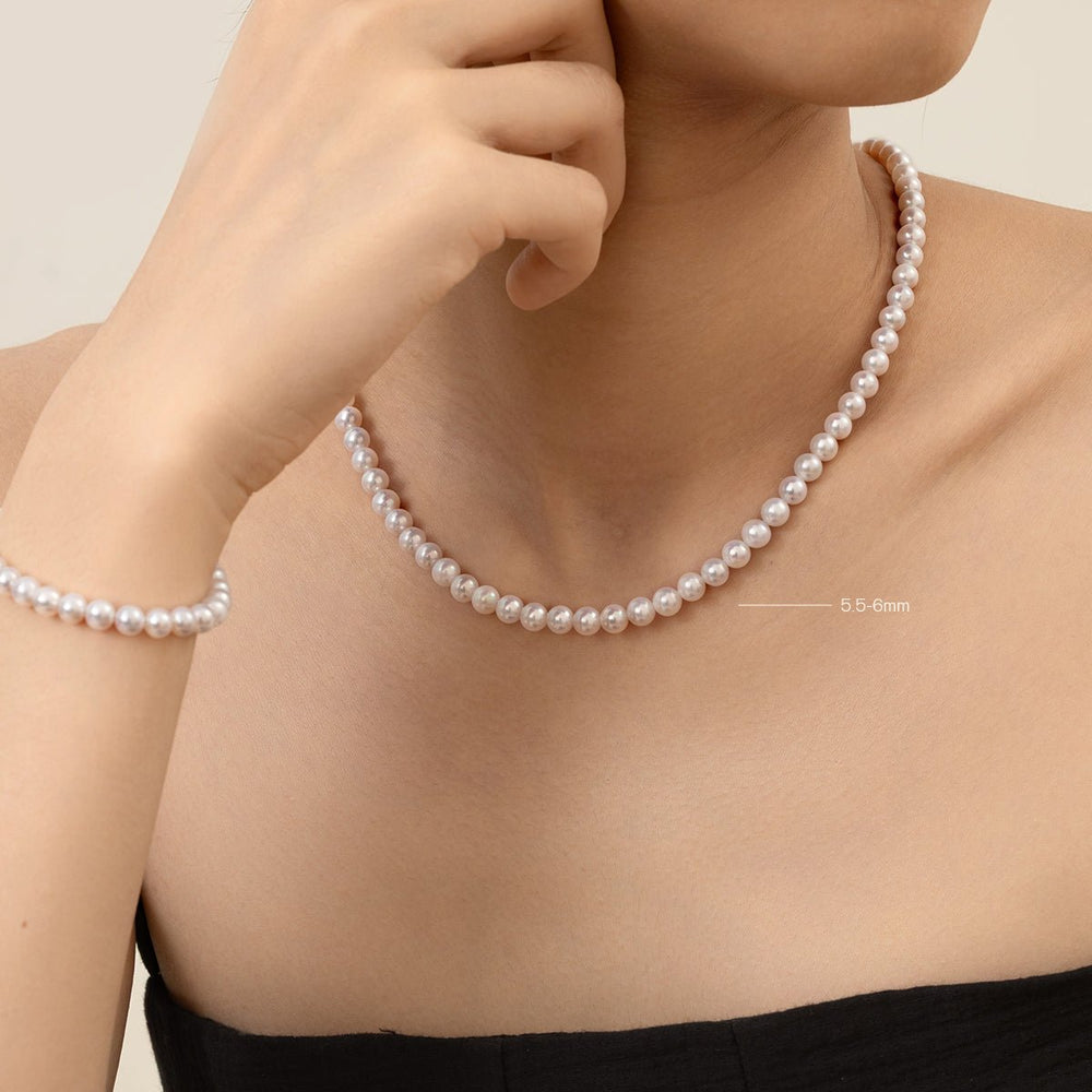 Freshwater Pearl 925 Silver Magnetic Clasp Snap Strand Necklace - HELAS Jewelry