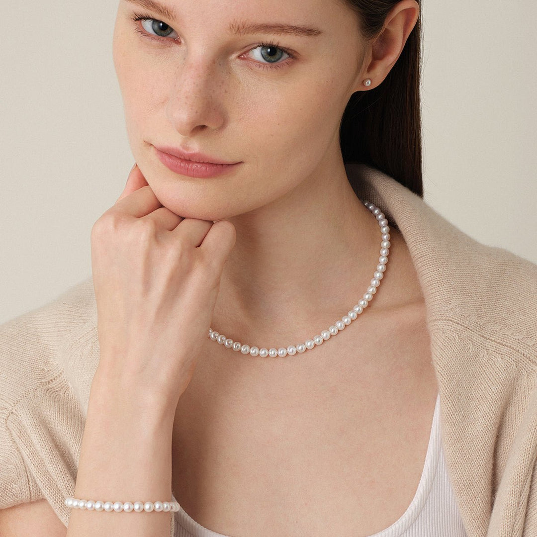 Freshwater Pearl 925 Silver Magnetic Clasp Snap Strand Necklace - HELAS Jewelry