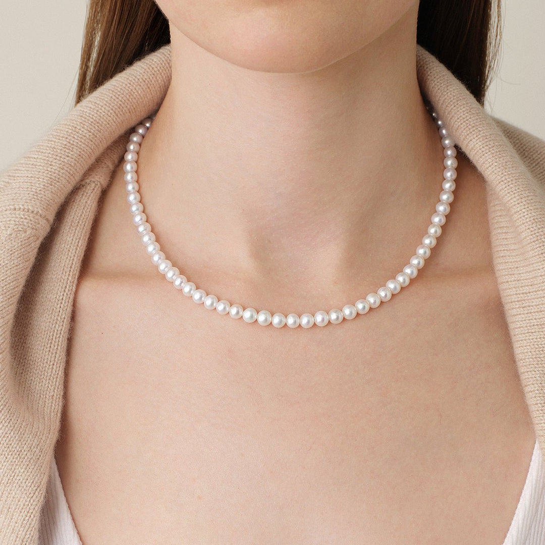 Freshwater Pearl 925 Silver Magnetic Clasp Snap Strand Necklace - HELAS Jewelry