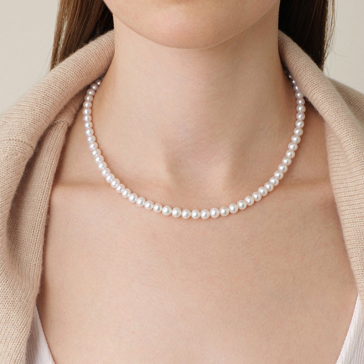 Freshwater Pearl 925 Silver Magnetic Clasp Snap Strand Necklace - HELAS Jewelry