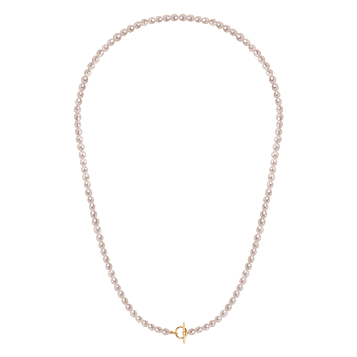 Freshwater Pearl 925 Silver Toggle Clasp Organic Ellipse Long Strand Necklace - HELAS Jewelry
