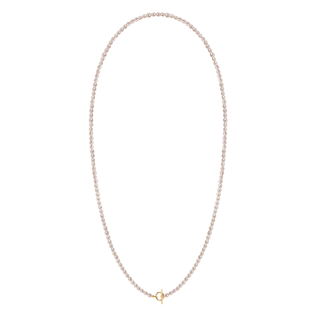 Freshwater Pearl 925 Silver Toggle Clasp Organic Ellipse Long Strand Necklace - HELAS Jewelry