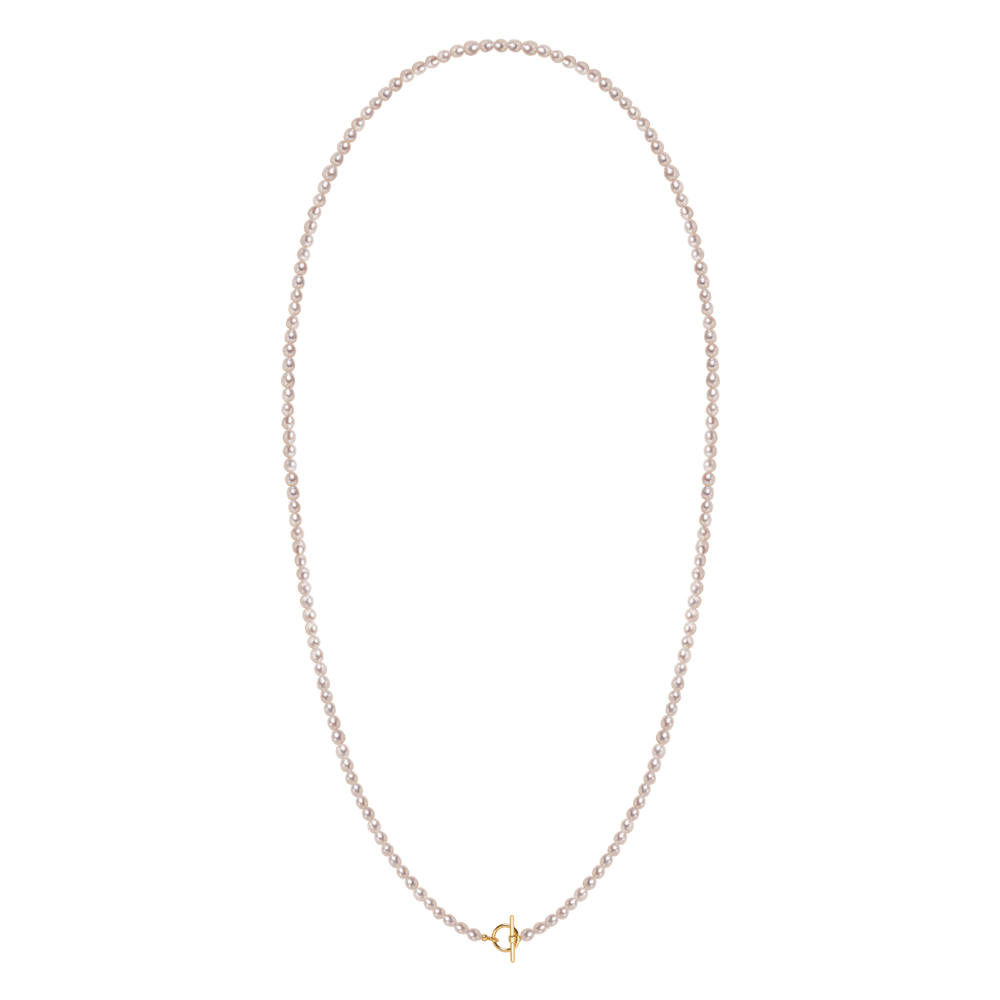 Freshwater Pearl 925 Silver Toggle Clasp Organic Ellipse Long Strand Necklace - HELAS Jewelry