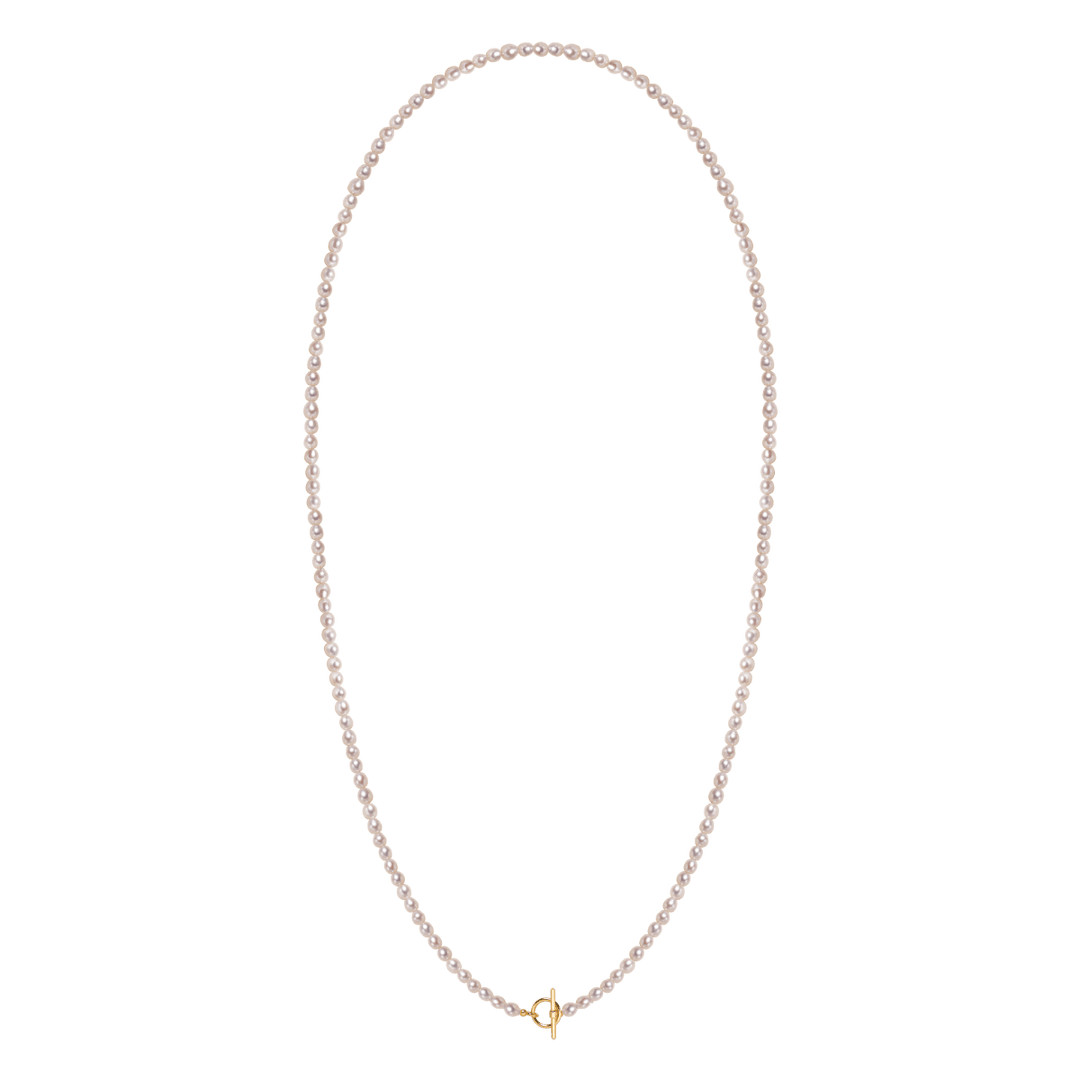 Freshwater Pearl 925 Silver Toggle Clasp Organic Ellipse Long Strand Necklace - HELAS Jewelry