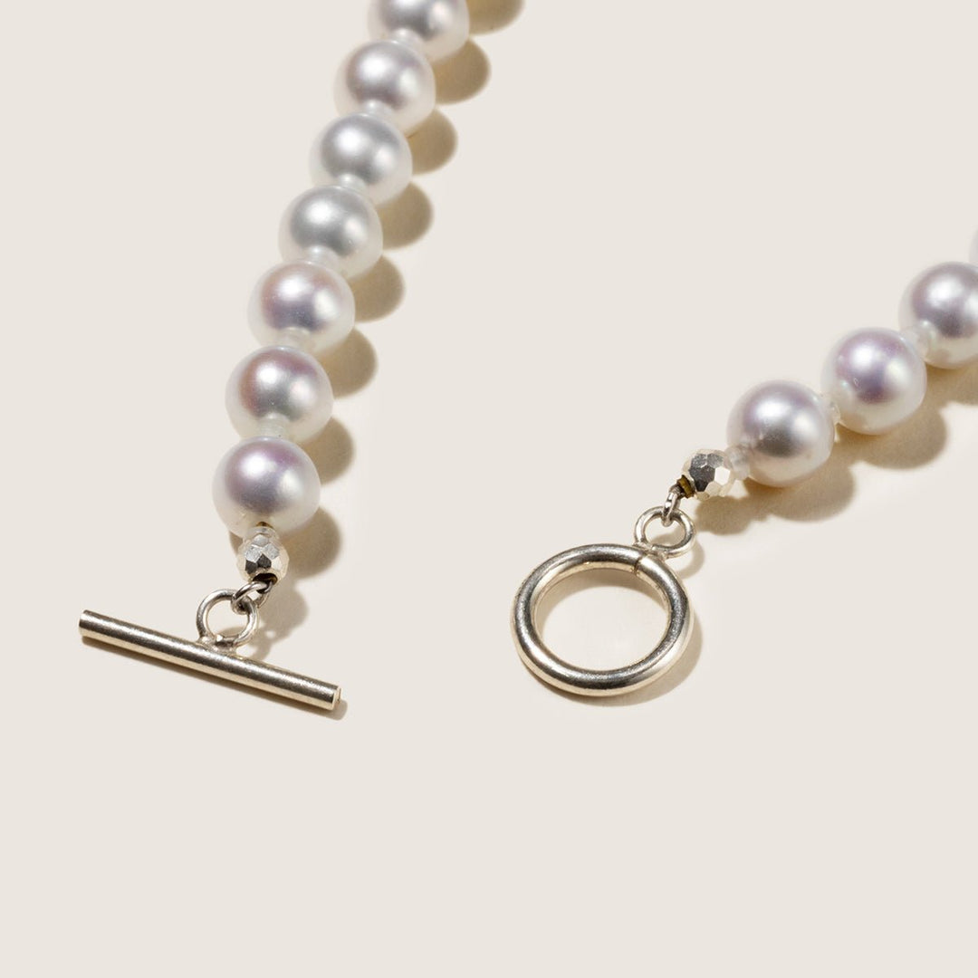 Freshwater Pearl 925 Silver Toggle Clasp Strand Necklace - HELAS Jewelry