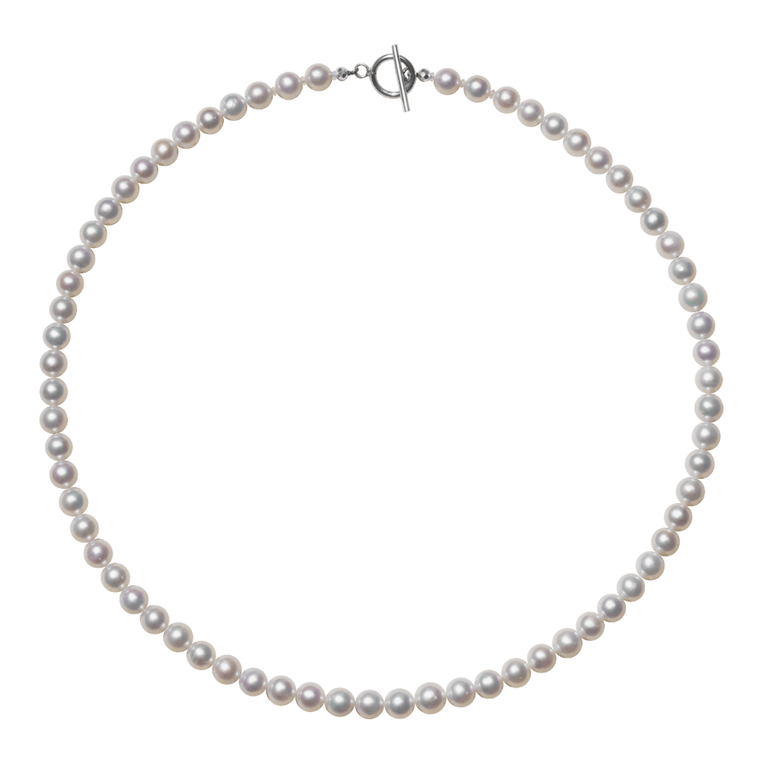 Freshwater Pearl 925 Silver Toggle Clasp Strand Necklace - HELAS Jewelry