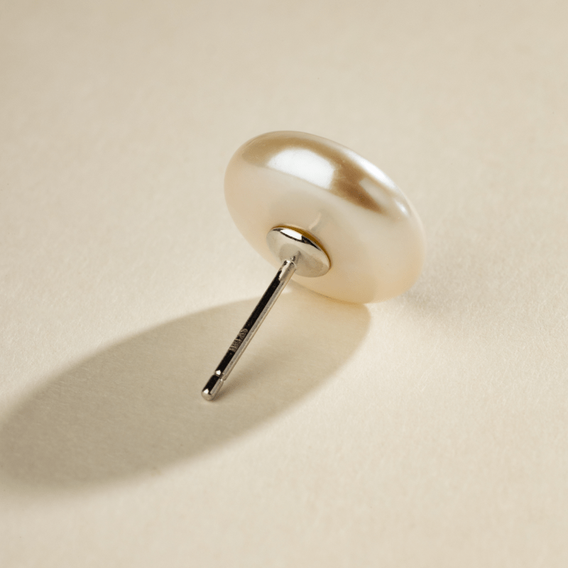 Freshwater Pearl 925 Sterling Silver Button Shape Studs Earrings - HELAS Jewelry