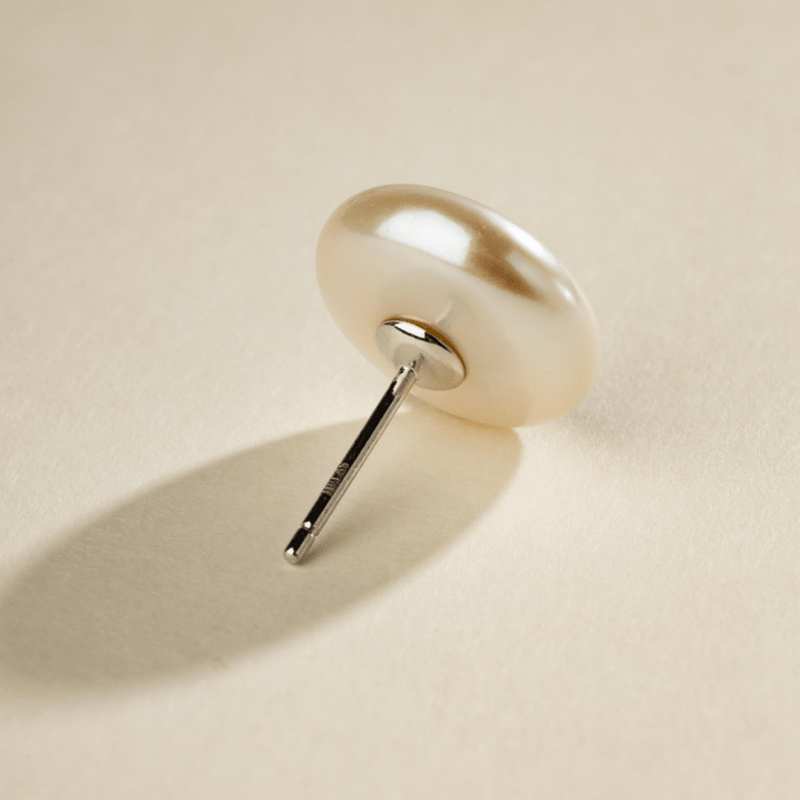 Freshwater Pearl 925 Sterling Silver Button Shape Studs Earrings - HELAS Jewelry