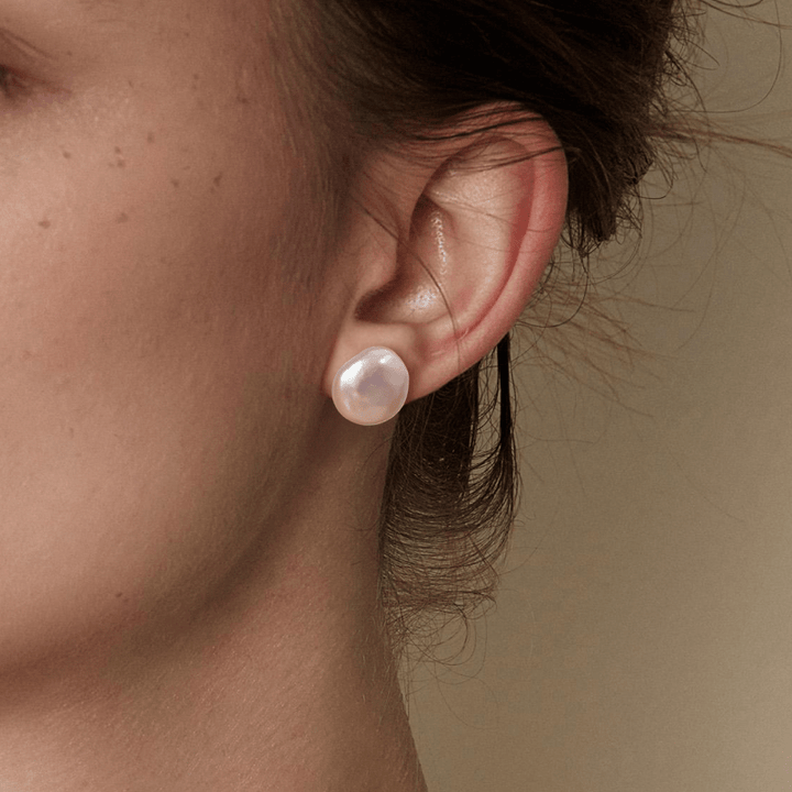 Freshwater Pearl 925 Sterling Silver Flower Base Studs Earrings - HELAS Jewelry