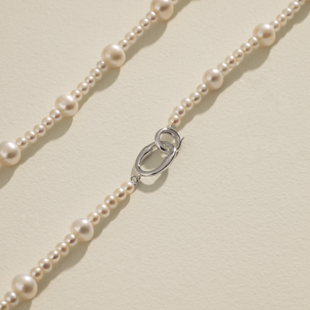 Freshwater Pearl 925 Sterling Silver Graduated Strand Necklace - HELAS Jewelry