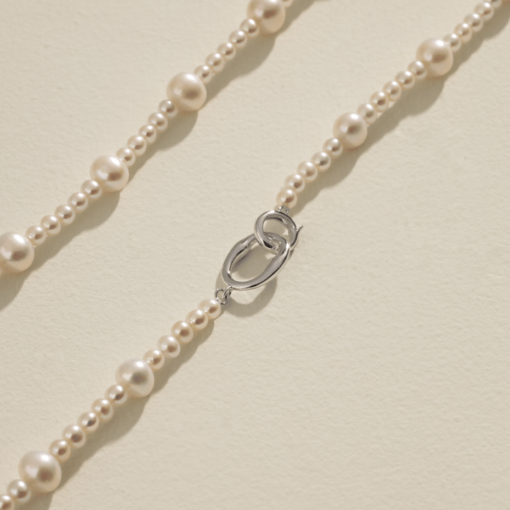 Freshwater Pearl 925 Sterling Silver Graduated Strand Necklace - HELAS Jewelry