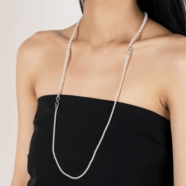 Freshwater Pearl & 925 Sterling Silver Removable Double - Strand Necklace - HELAS Jewelry