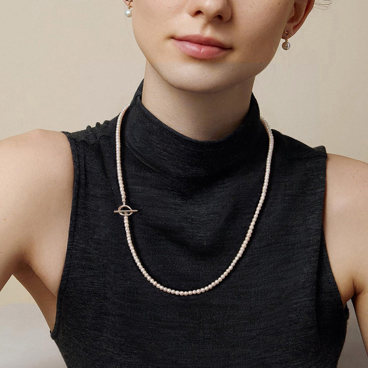 Freshwater Pearl 925 Sterling Silver Toggle Clasps Strand Necklace - HELAS Jewelry