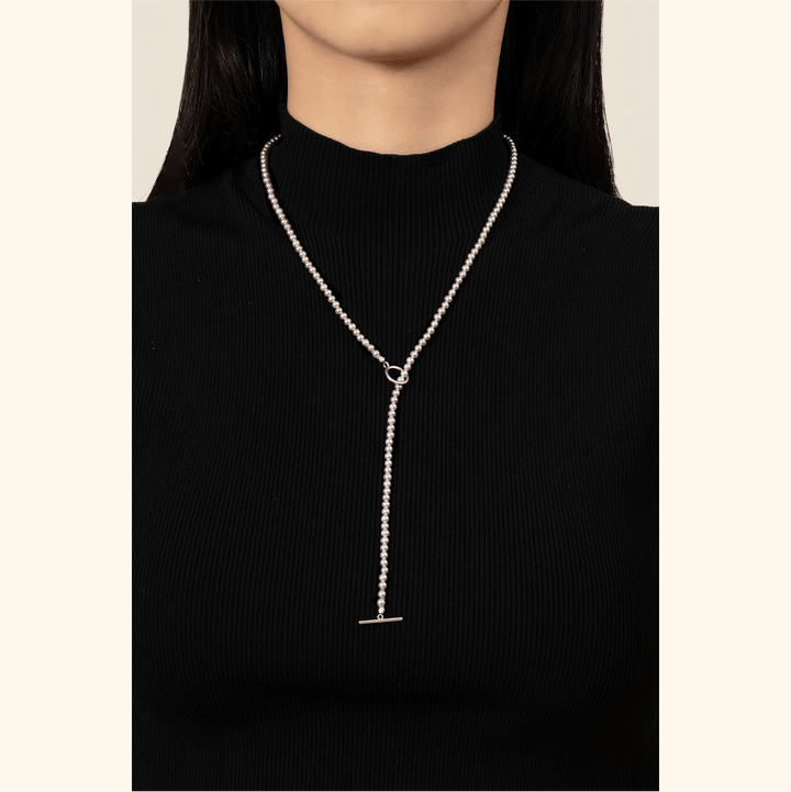 Freshwater Pearl 925 Sterling Silver Toggle Clasps Strand Necklace - HELAS Jewelry