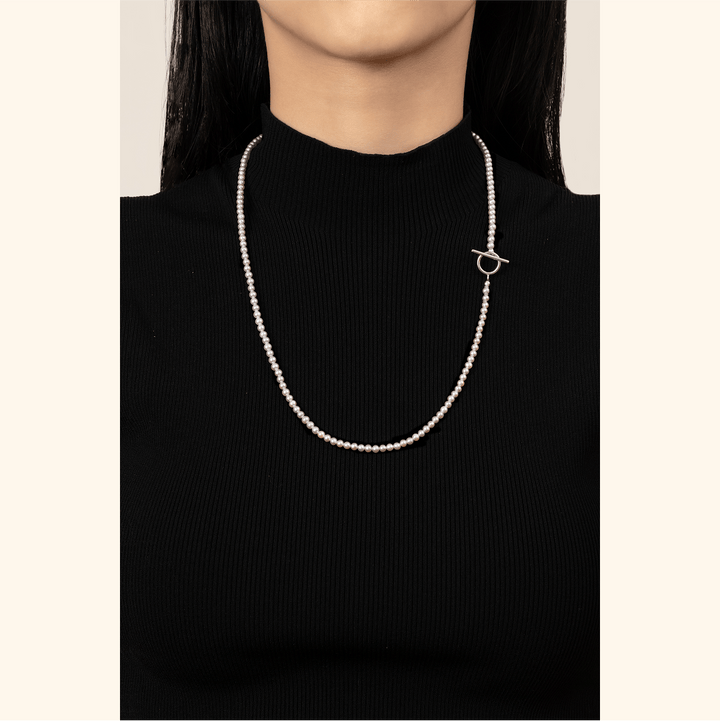 Freshwater Pearl 925 Sterling Silver Toggle Clasps Strand Necklace - HELAS Jewelry
