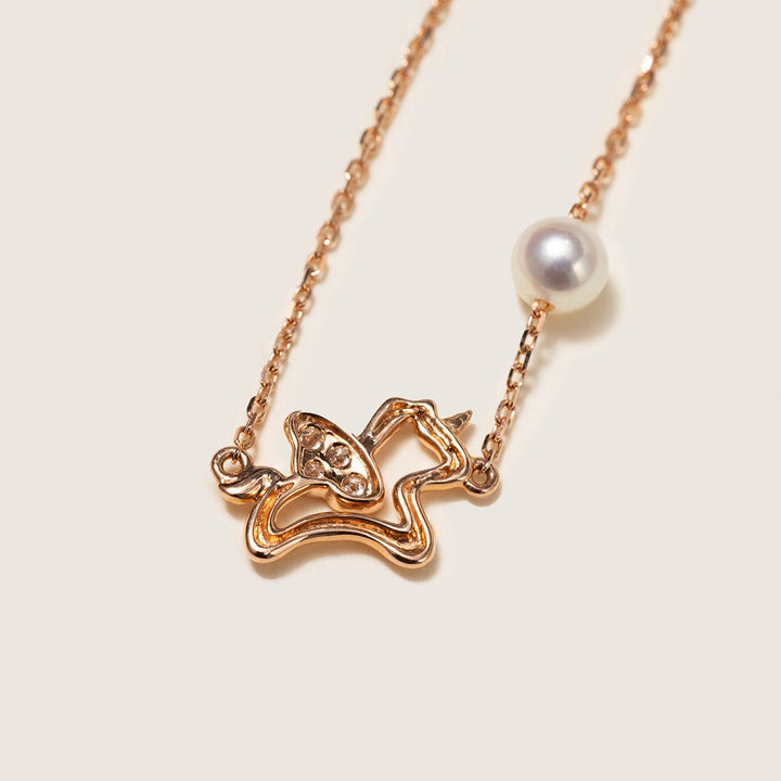 Freshwater Pearl 9K Rose Gold Lab - Grown Diamonds Lucky Flying Horse Bracelet - HELAS Jewelry