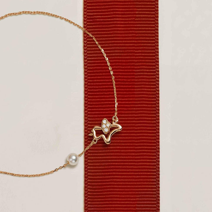 Freshwater Pearl 9K Rose Gold Lab - Grown Diamonds Lucky Flying Horse Bracelet - HELAS Jewelry