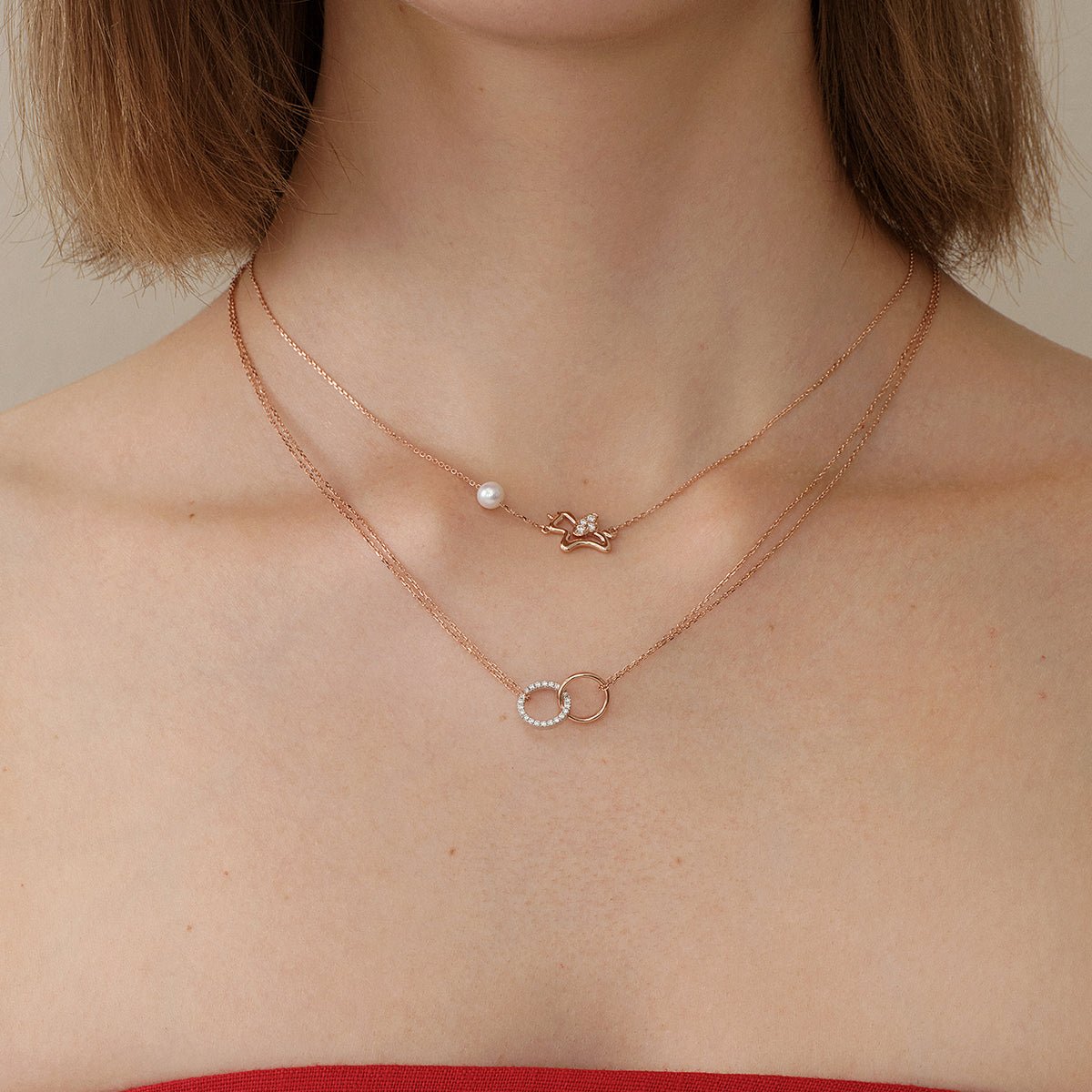 Freshwater Pearl 9K Rose Gold Lab - Grown Diamonds Lucky Flying Horse Necklace - HELAS Jewelry