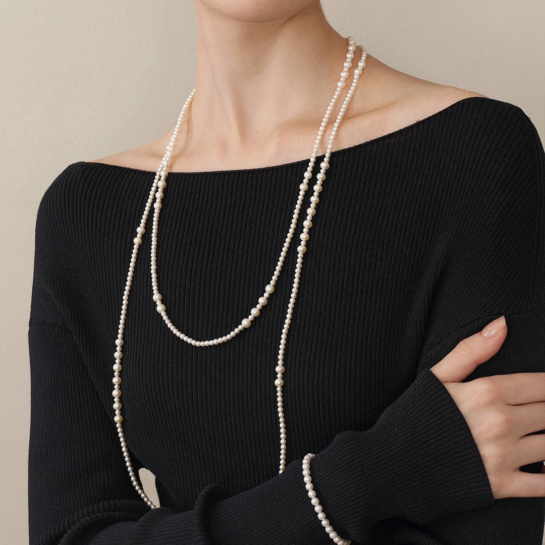 Freshwater Pearl Dewdrop Extra - Long Strand Necklace - HELAS Jewelry