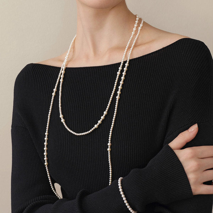 Freshwater Pearl Dewdrop Extra - Long Strand Necklace - HELAS Jewelry