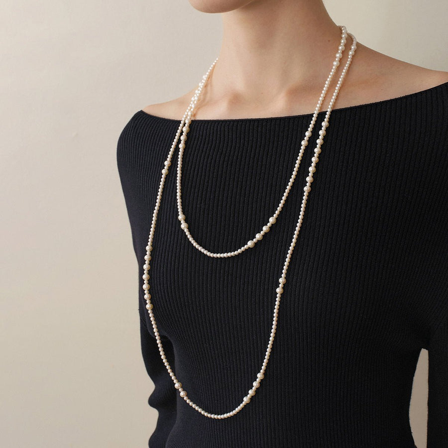 Freshwater Pearl Dewdrop Extra - Long Strand Necklace - HELAS Jewelry