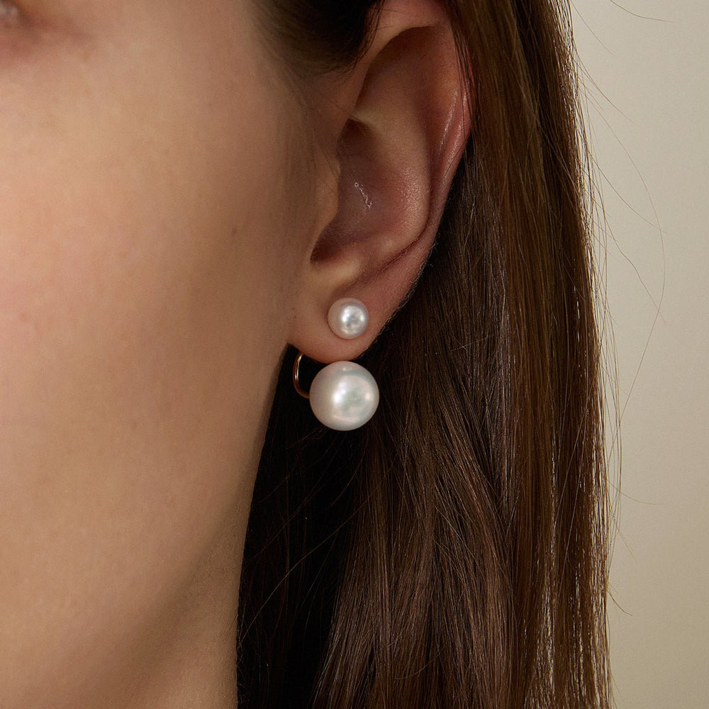 Freshwater Pearls 14K Gold Fashion Double Modular Earrings - HELAS Jewelry