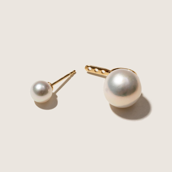 Freshwater Pearls 14K Gold Fashion Double Modular Earrings - HELAS Jewelry