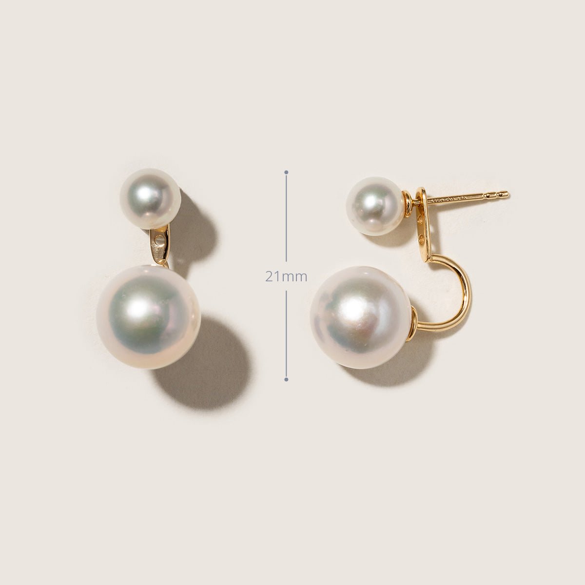 Freshwater Pearls 14K Gold Fashion Double Modular Earrings - HELAS Jewelry