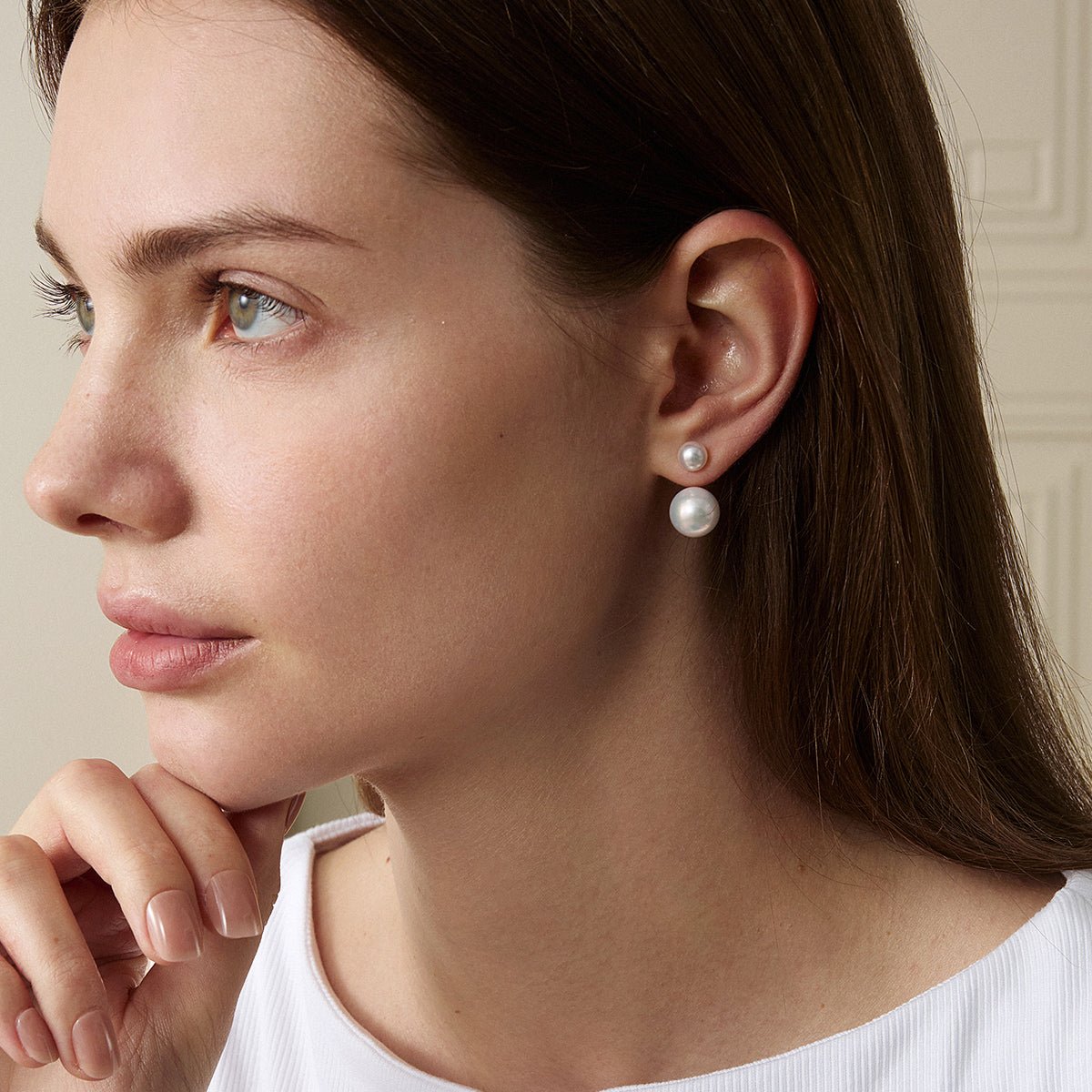 Freshwater Pearls 14K Gold Fashion Double Modular Earrings - HELAS Jewelry