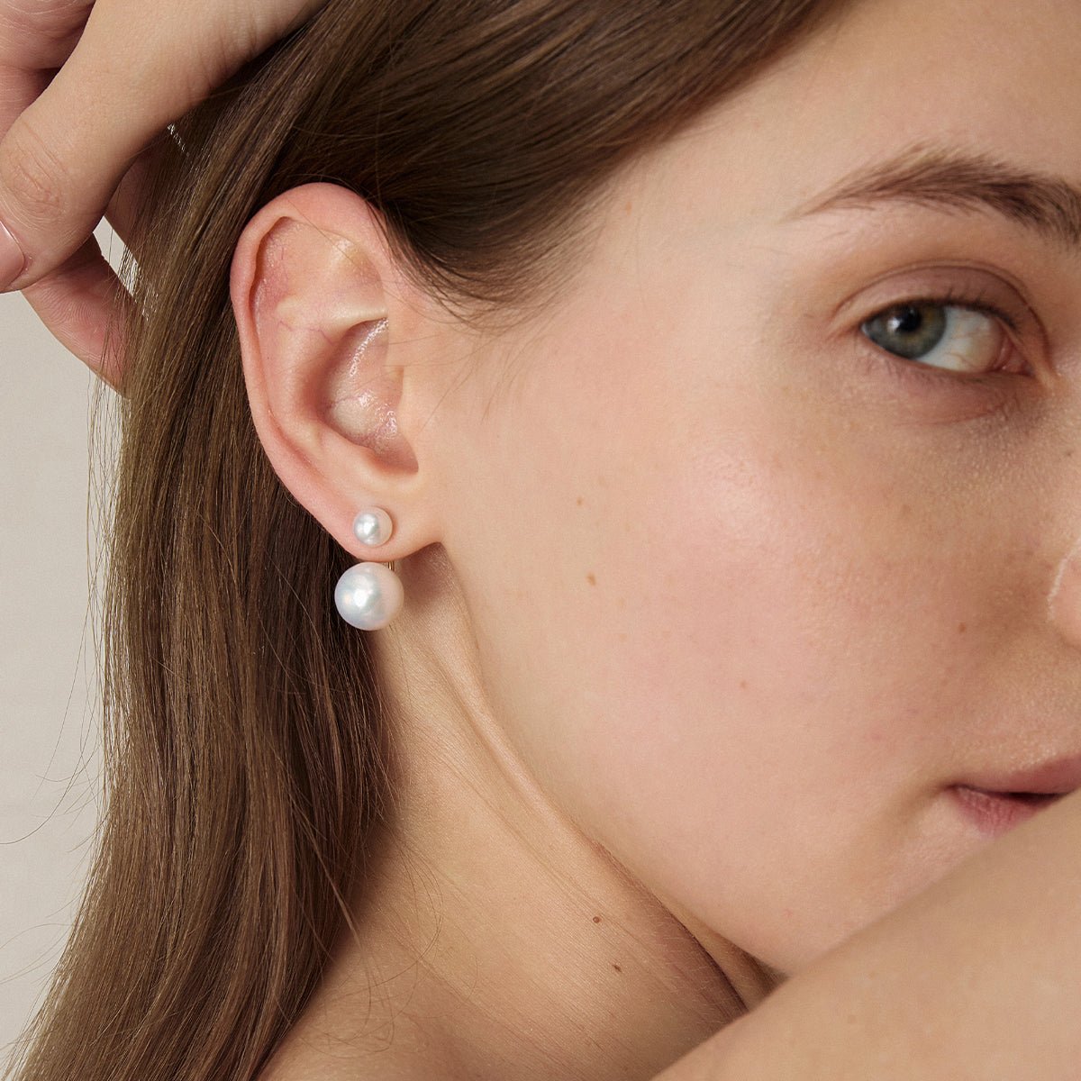Freshwater Pearls 14K Gold Fashion Double Modular Earrings - HELAS Jewelry