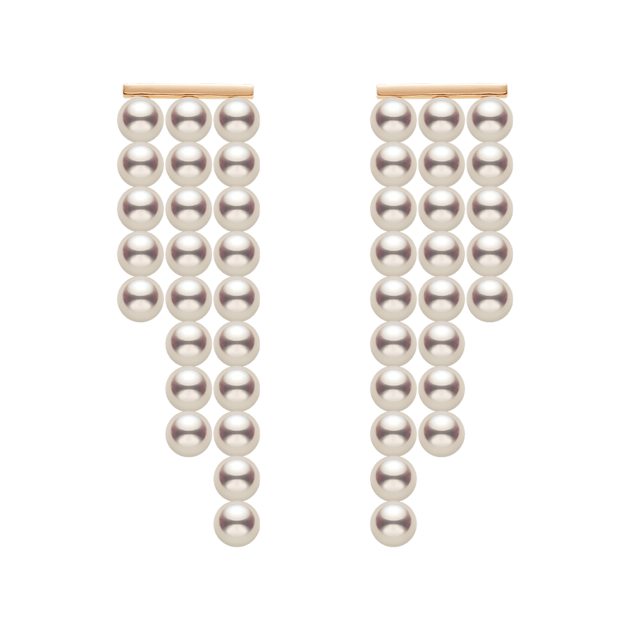 Freshwater Pearls 14K Gold Geometric Waterfall Earrings - HELAS Jewelry