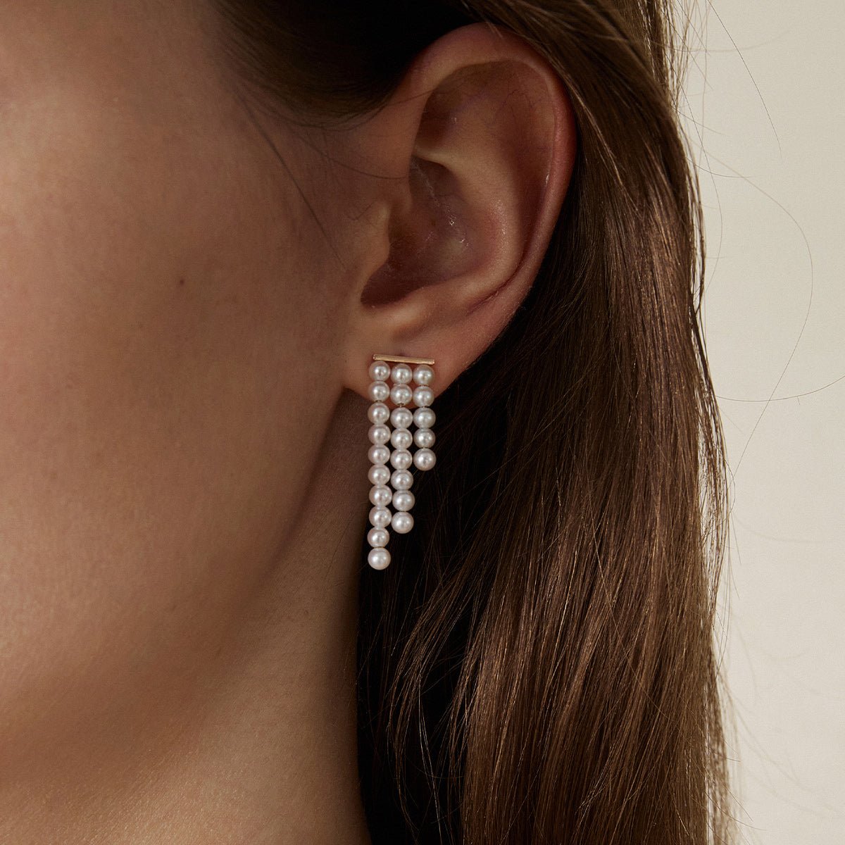 Freshwater Pearls 14K Gold Geometric Waterfall Earrings - HELAS Jewelry