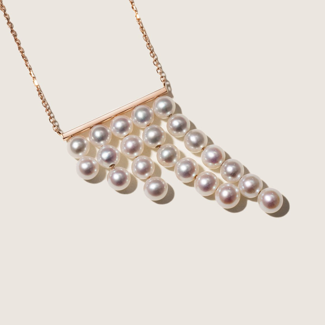 Freshwater Pearls 14K Gold Geometric Waterfall Necklace - HELAS Jewelry