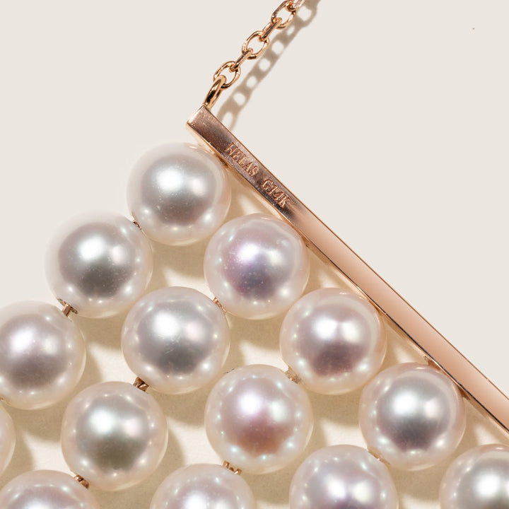 Freshwater Pearls 14K Gold Geometric Waterfall Necklace - HELAS Jewelry