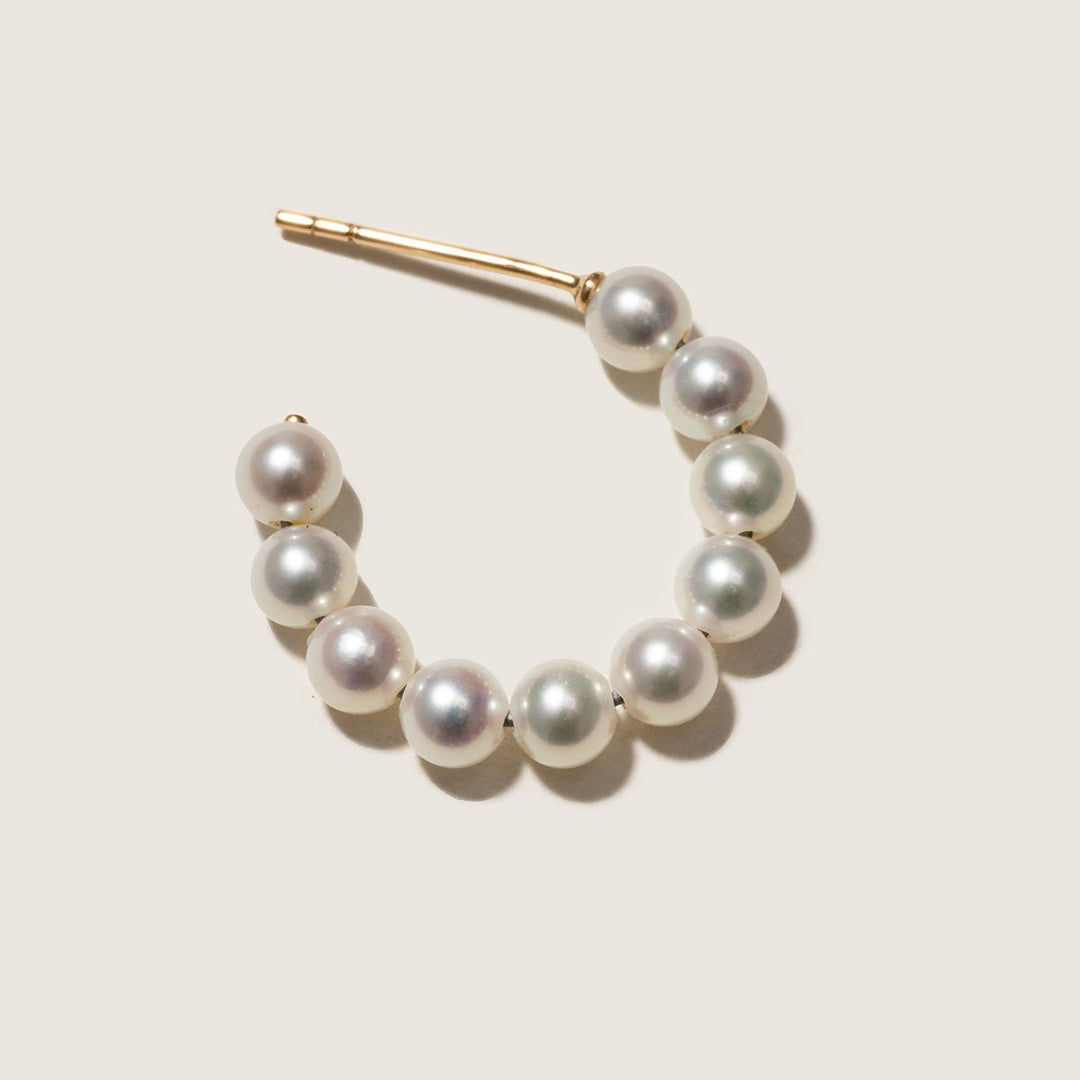 Freshwater Pearls 14K Gold Glance Back Circle Earrings - HELAS Jewelry