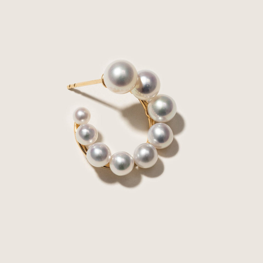 Freshwater Pearls 14K Gold Gradient Arc Earrings - HELAS Jewelry