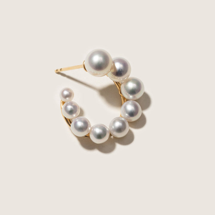 Freshwater Pearls 14K Gold Gradient Arc Earrings - HELAS Jewelry